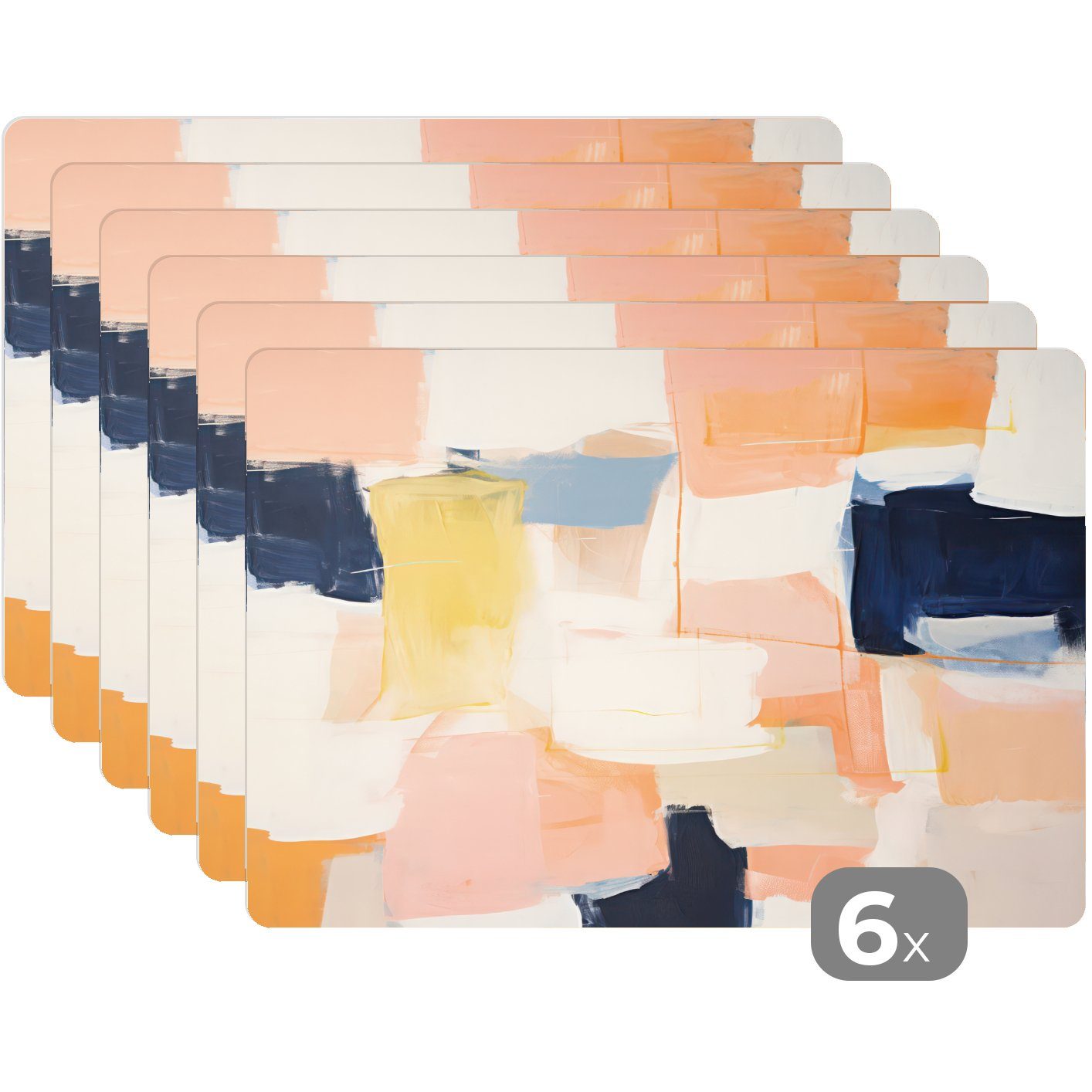 Abstrakt Tischmatten, (6-St), - Schmutzabweisend Rosa Platzdecken, MuchoWow, Platzset, Platzmatte, Platzset, Pastell, - Kunst -