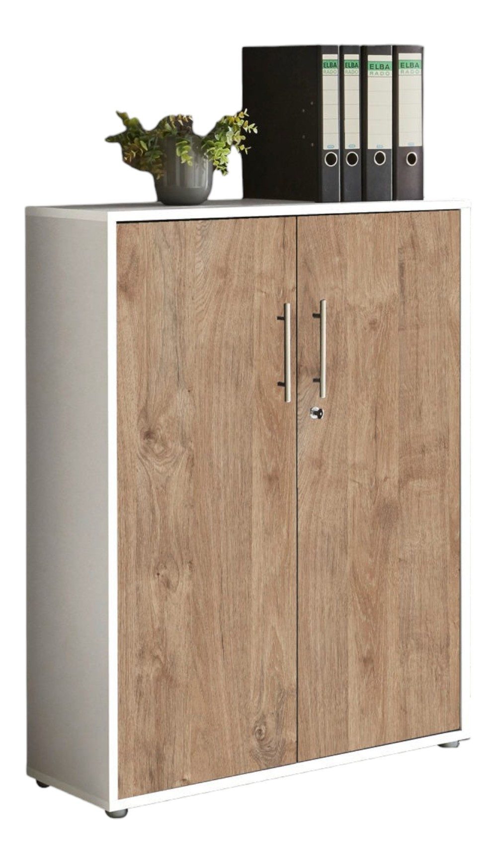 moebel-dich-auf Aktenschrank TABOR (Büroschrank Ordnerschrank Mehrzweckschrank, abschließbar, Metallgriffe, 3 Fächer) Made in Germany