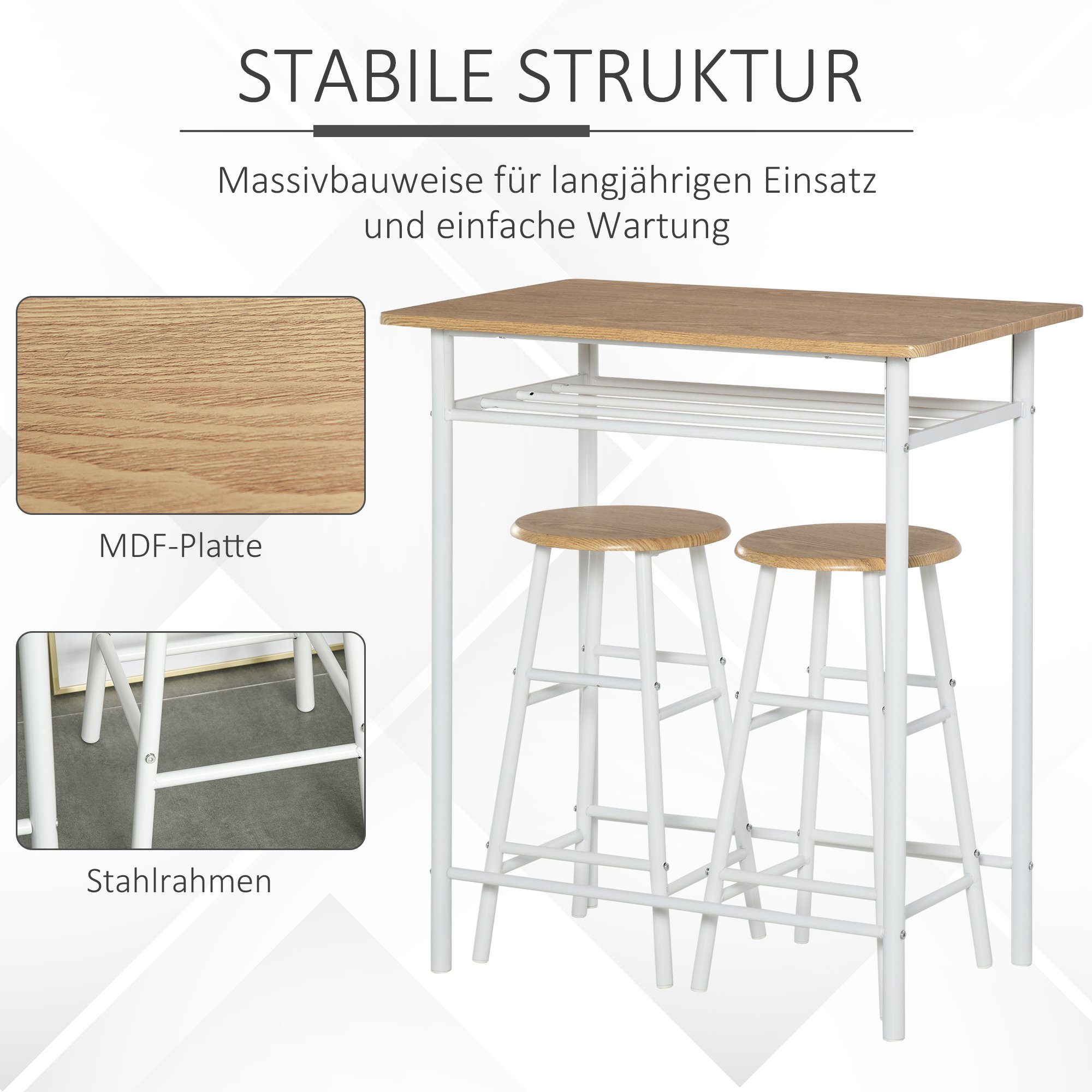 HOMCOM Bargruppe Bartisch-Set