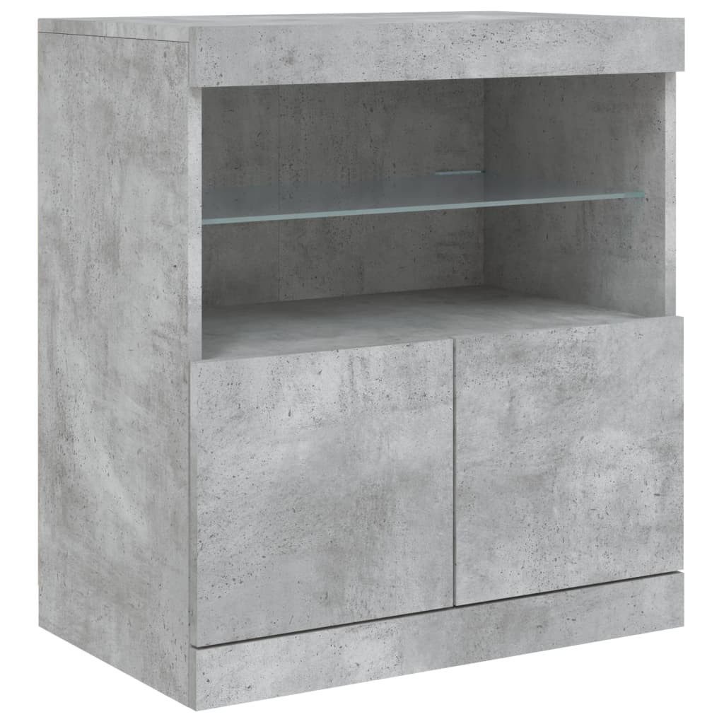 vidaXL Sideboard Sideboard mit LED-Leuchten Betongrau günstig online kaufen