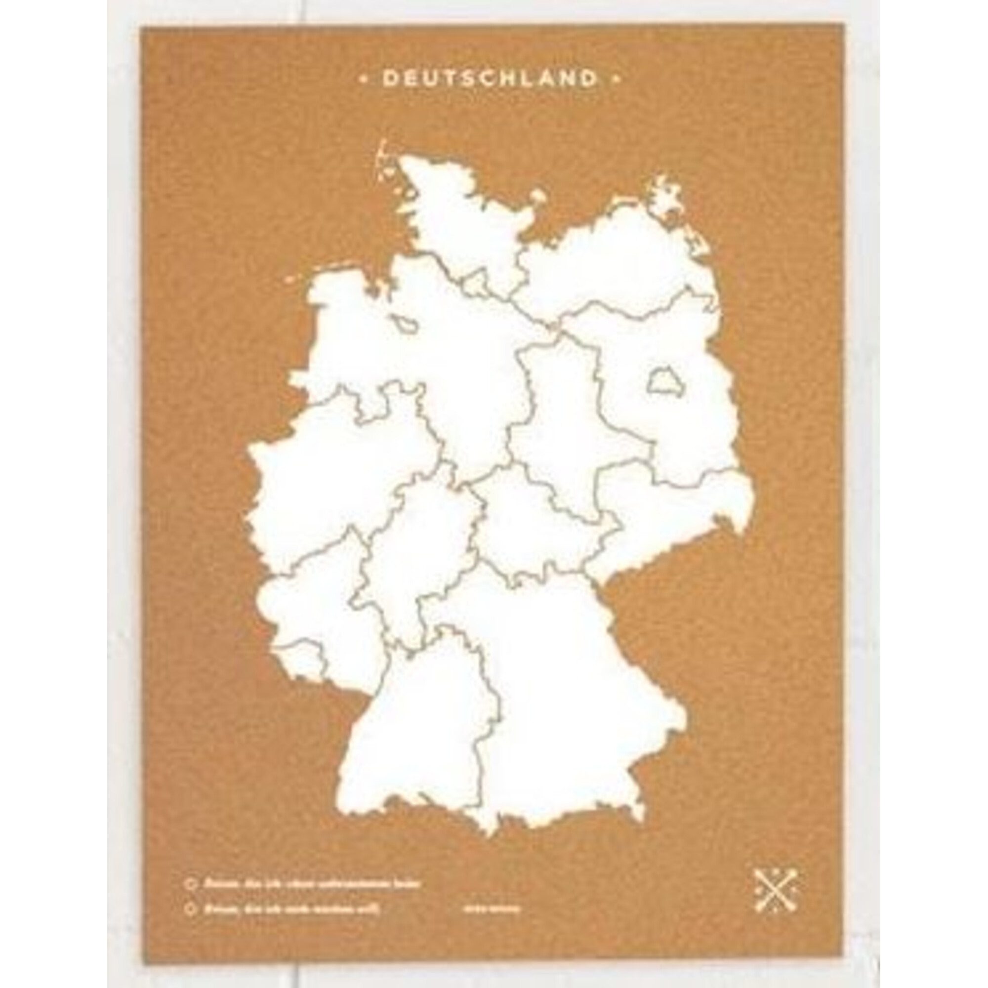 Miss Wood Wandbild Miss Wood Landkarte Woody Map Countries Deutschland Cork L white (60