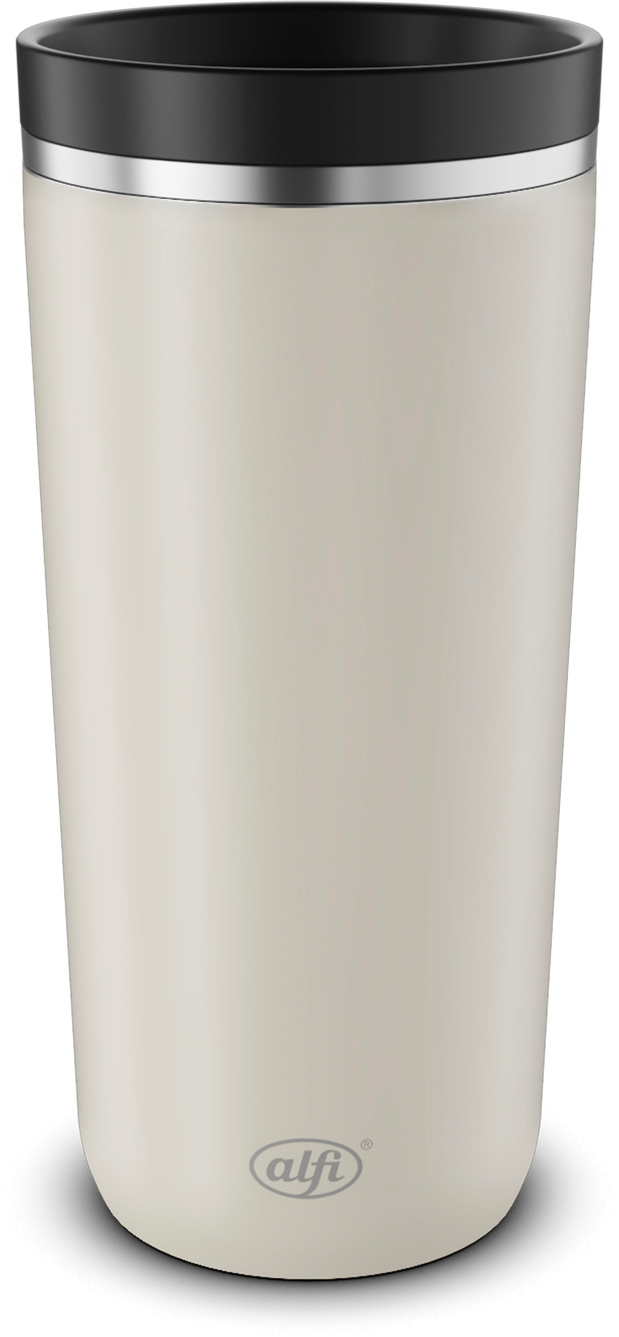 Alfi Thermobecher ISO COFFEE MUG PRO, absolut dicht, spülmaschinenfest, 1-tlg., Edelstahl, Kunststoff, Silikon, 0,38l, 6h heiß & 12h kalt, mit Druckknopf & Teebeutel-Aufhänger