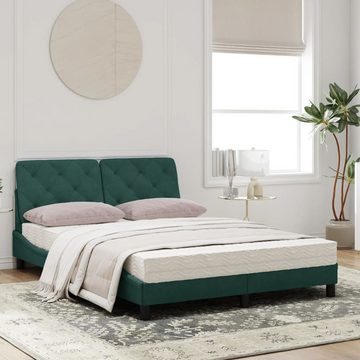 vidaXL Bett Bett mit Matratze Dunkelgrün 120x200 cm Samt