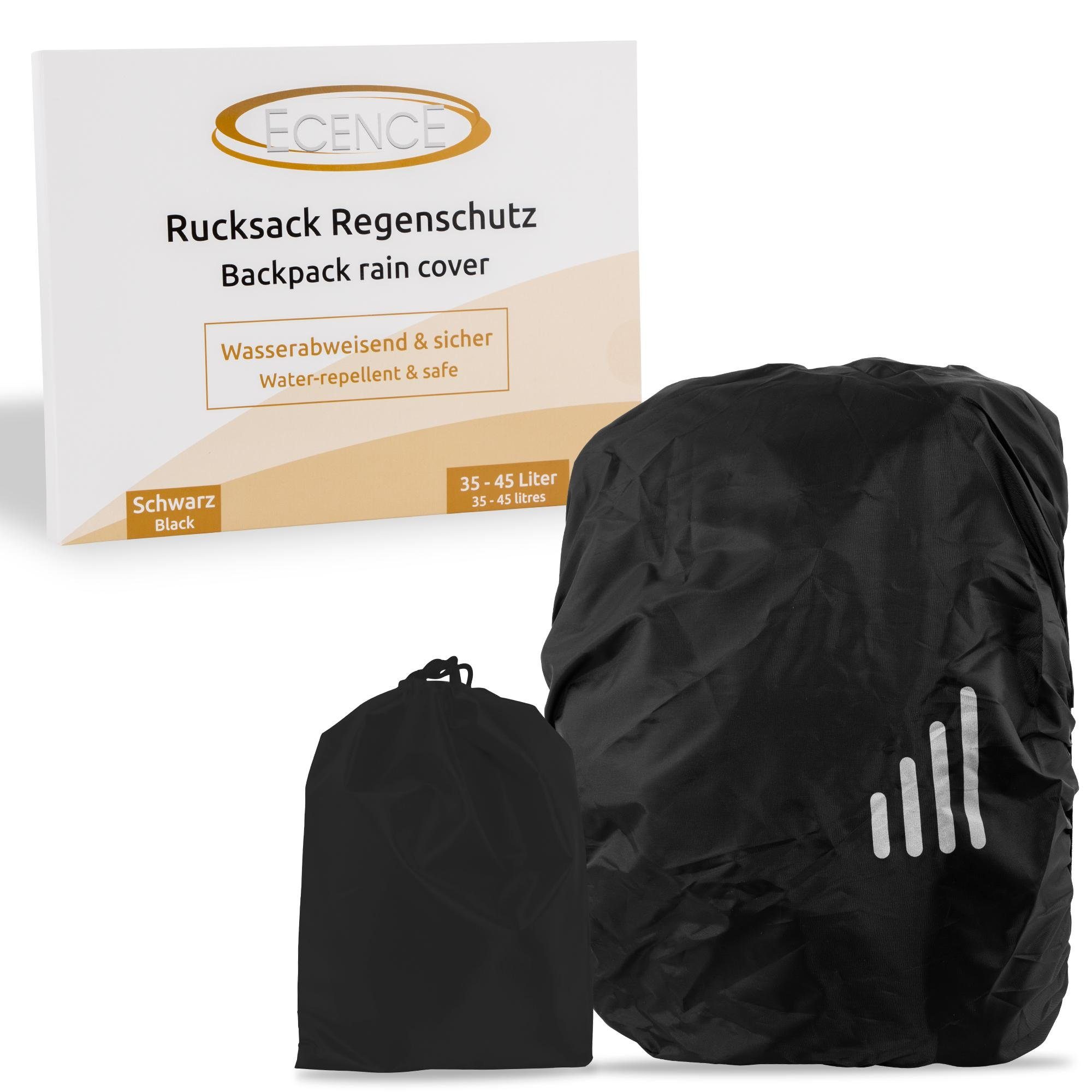 ECENCE Rucksack-Regenschutz 1x Regenschutz Rucksack 35-45L mit Schwarz