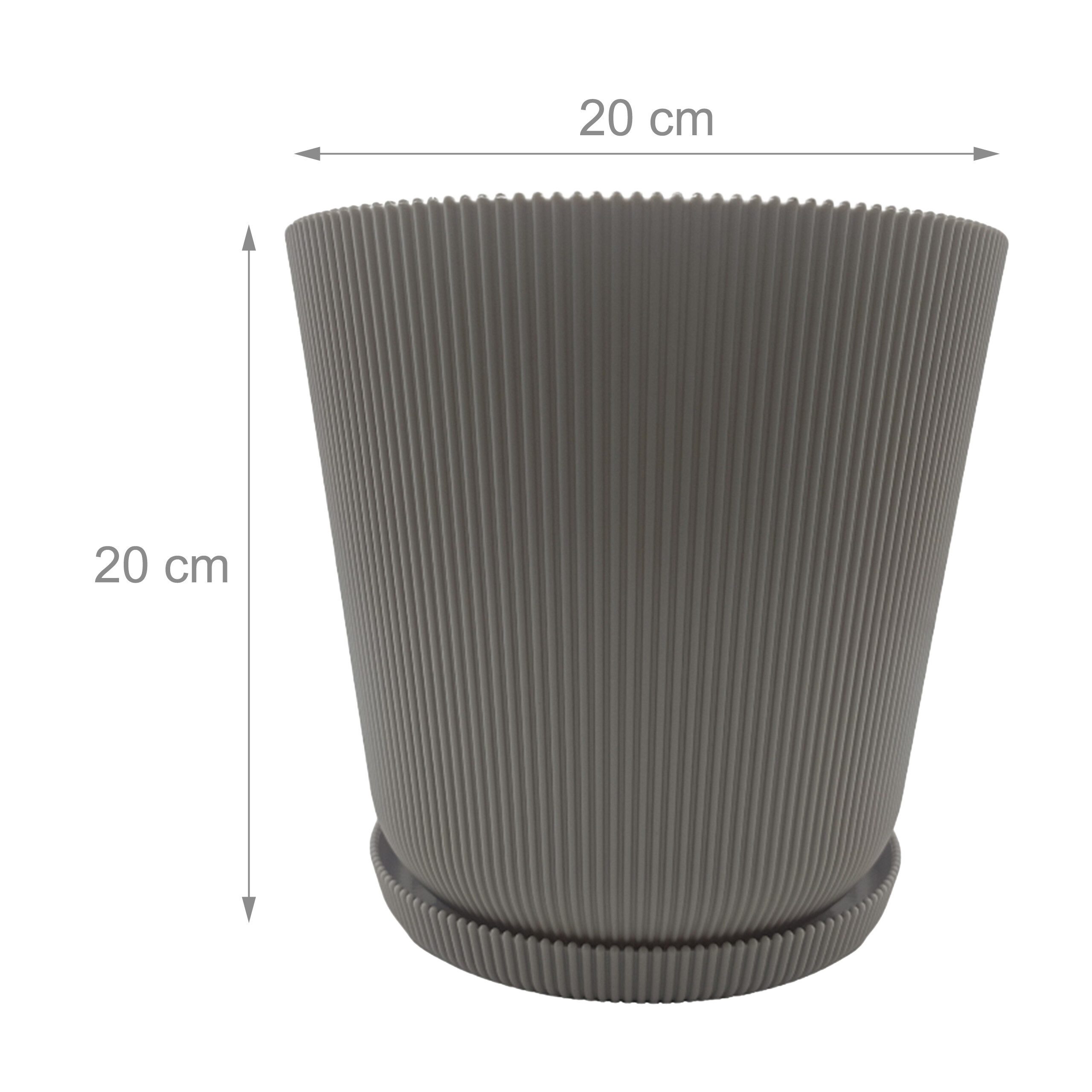 relaxdays Blumentopf mit Untersetzer 2er Set, Hellgrau