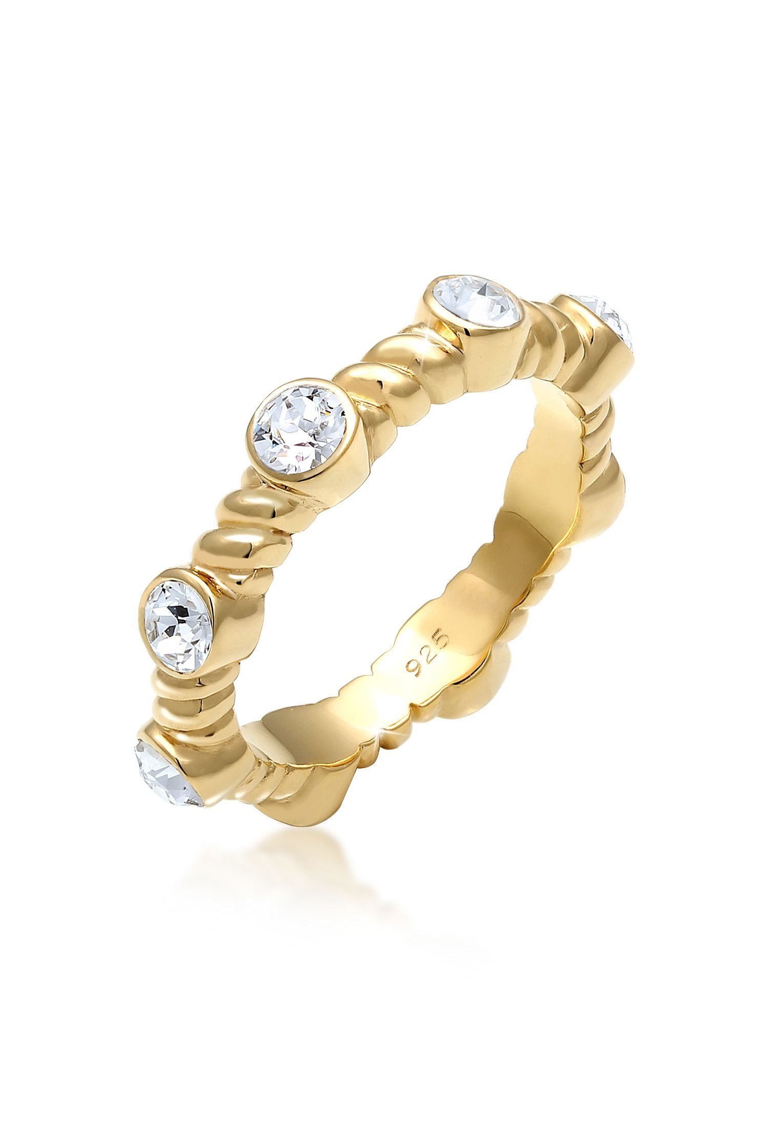 925 Fingerring Gedreht Premium Infinity Gold Kristalle Silber Elli