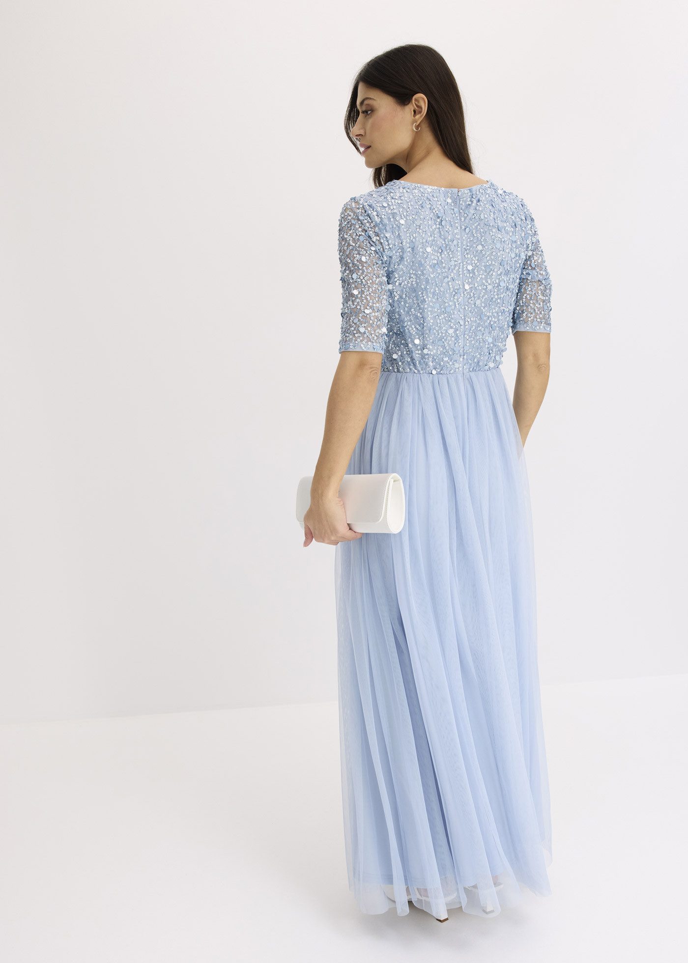 bonprix Abendkleid für festliche Anlässe, mit Tüll-Rock und Pailletten im O günstig online kaufen