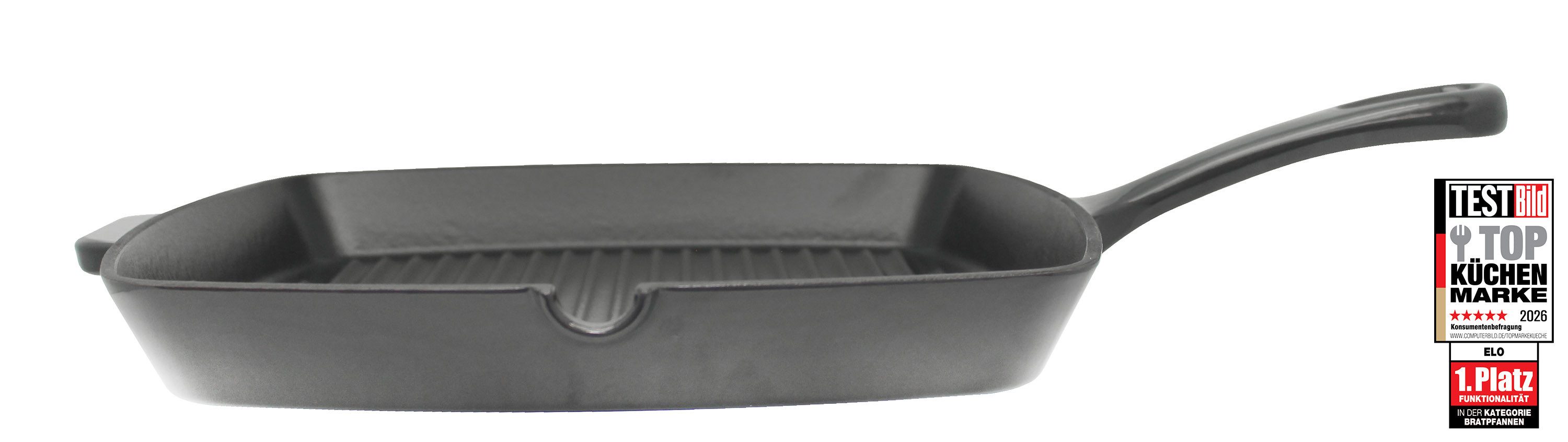 Elo Grillpfanne Gusseisen Pfanne Ø 28 cm, Gusseisen (1-tlg), Außen emailliert