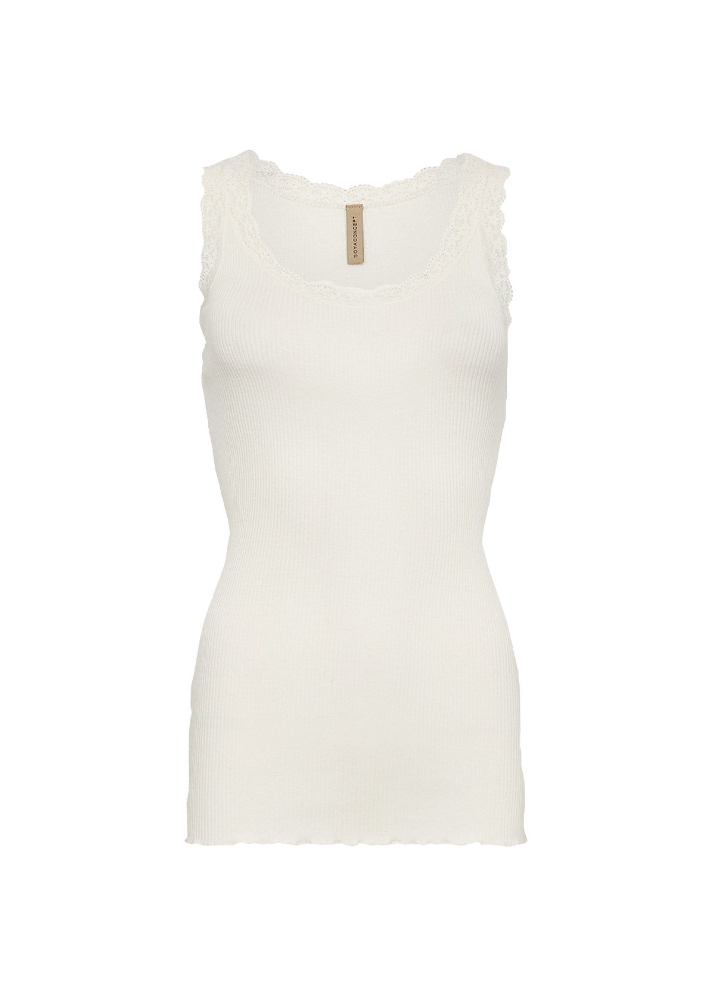 soyaconcept Shirttop - enganliegendes Top mit Rundhalsausschnitt und Spitzendetail