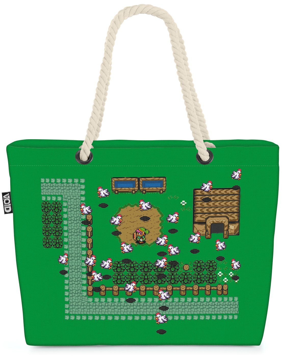 VOID Strandtasche (1-tlg), Link Gamer Shopper zelda boy Beach Bag Pixel Game Hyrule wii grün