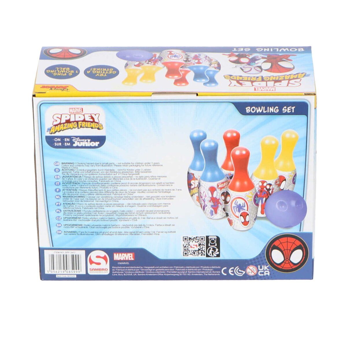 Spiderman Spiel Spiderman Bowling-Set mit 6 Pins und 1 Kugel für junge Superhelden