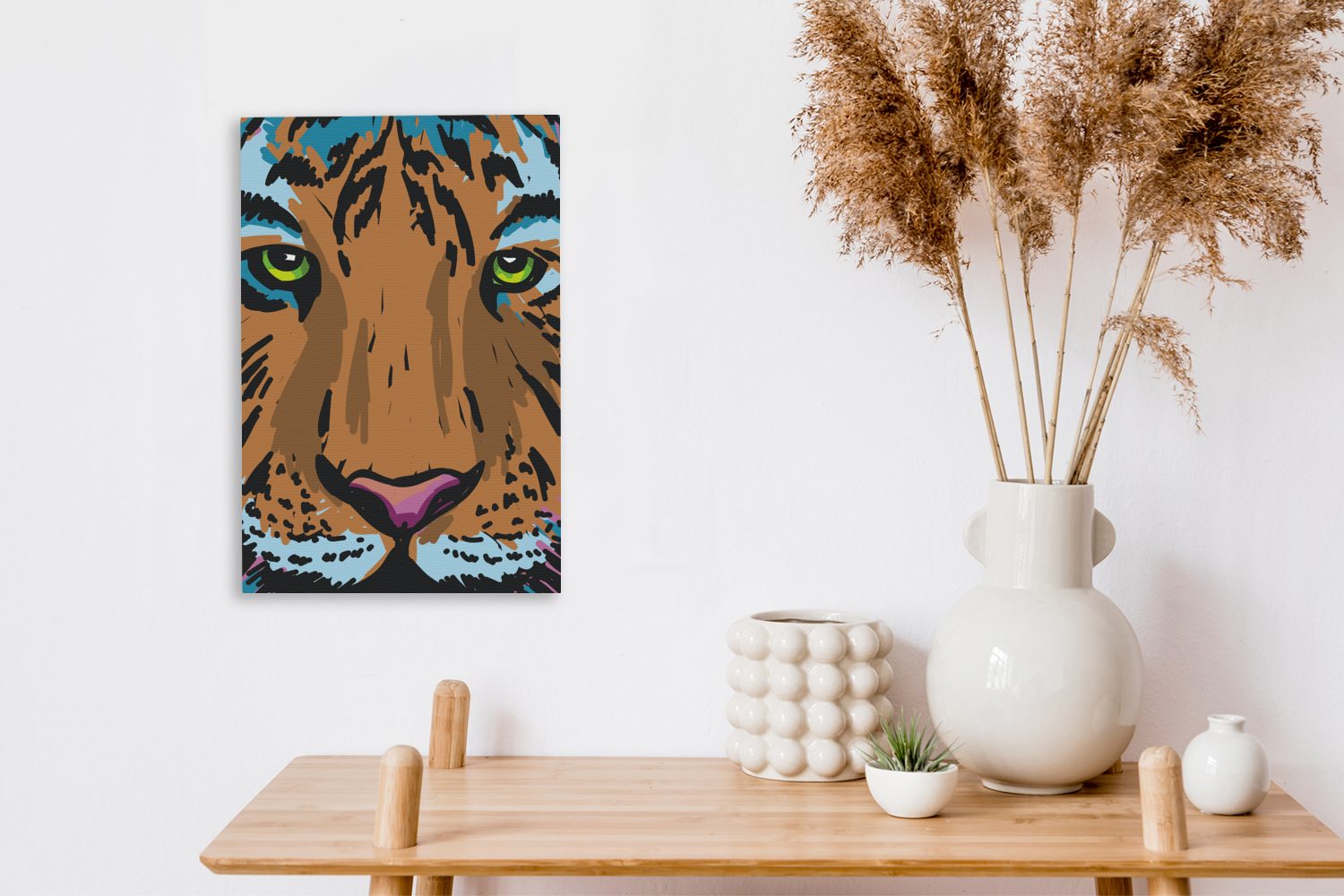 OneMillionCanvasses® Leinwandbild - Tiger 20x30 cm St), Farbe fertig Leinwandbild inkl. Augen, bespannt Zackenaufhänger, Gemälde, (1 