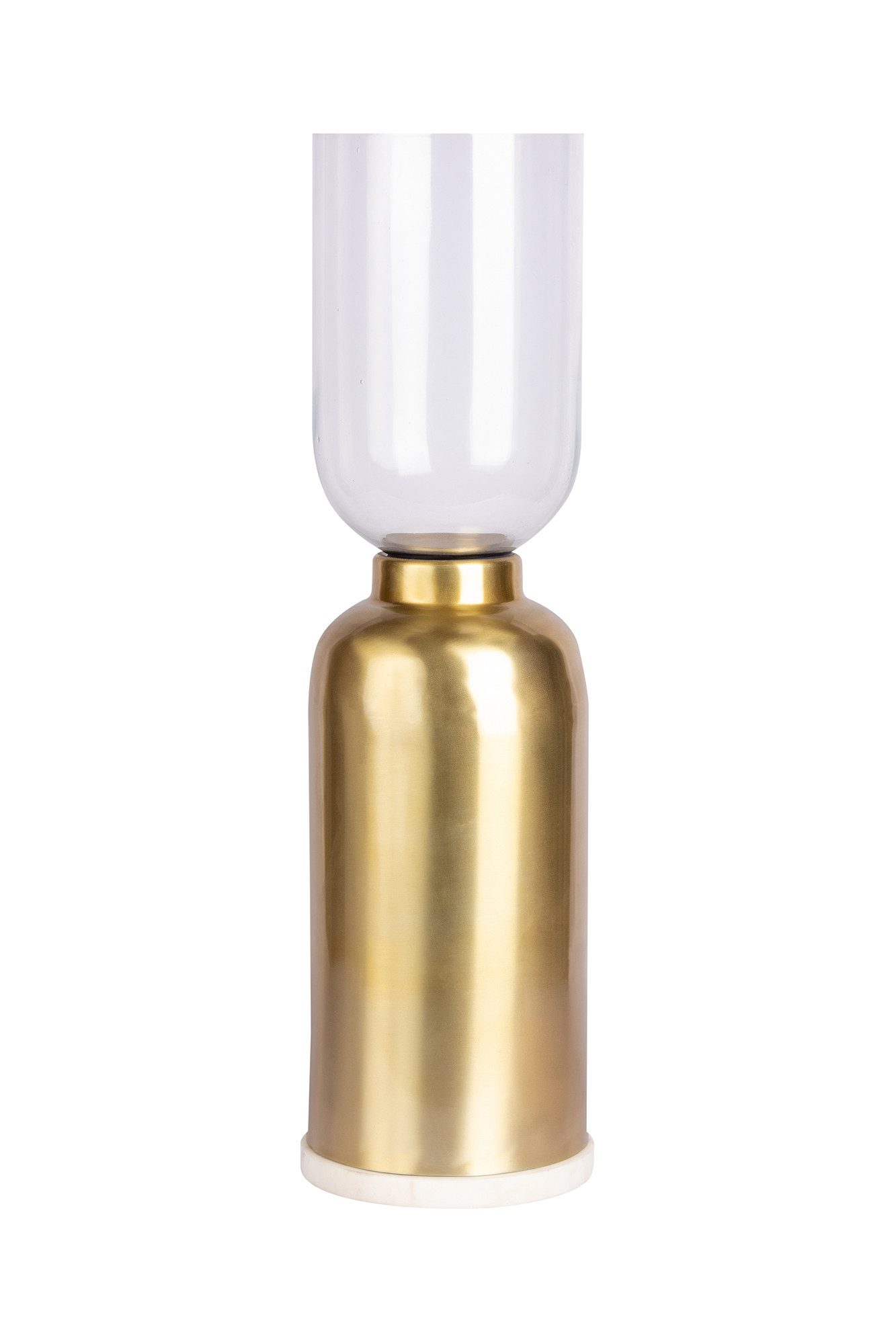 Kayoom Kerzenhalter Bodenkerzenhalter Shanti 125, Bodenkerzenhalter aus Metall, Marmor-Sockel, Windlicht aus Glas