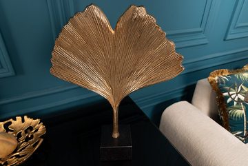 riess-ambiente Dekofigur GINKGO LEAF 44cm gold / schwarz (Einzelartikel, 1 St), Wohnzimmer · Metall · Skulptur · Marmor-Sockel · Schlafzimmer