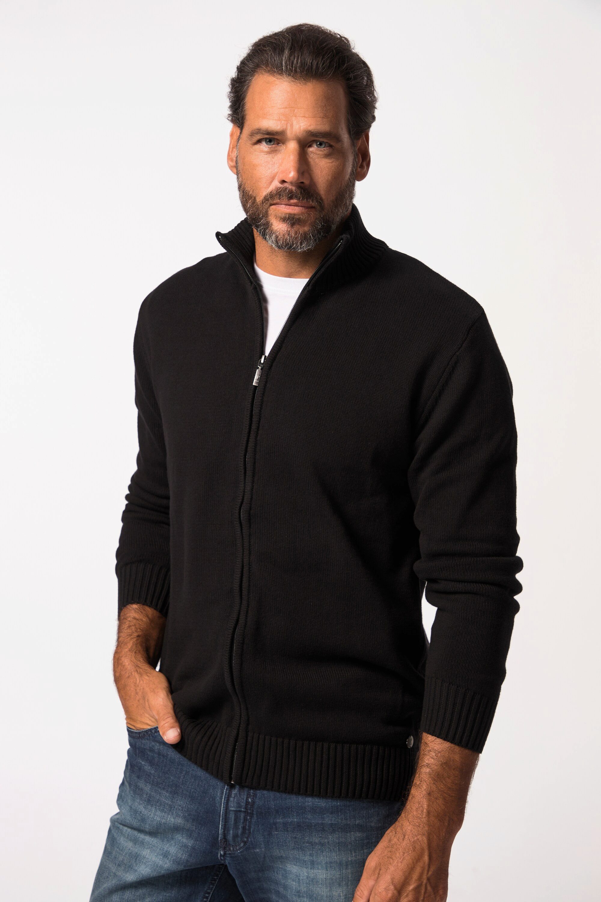 JP1880 Poloshirt Strickjacke Stehkragen Rippbündchen günstig online kaufen