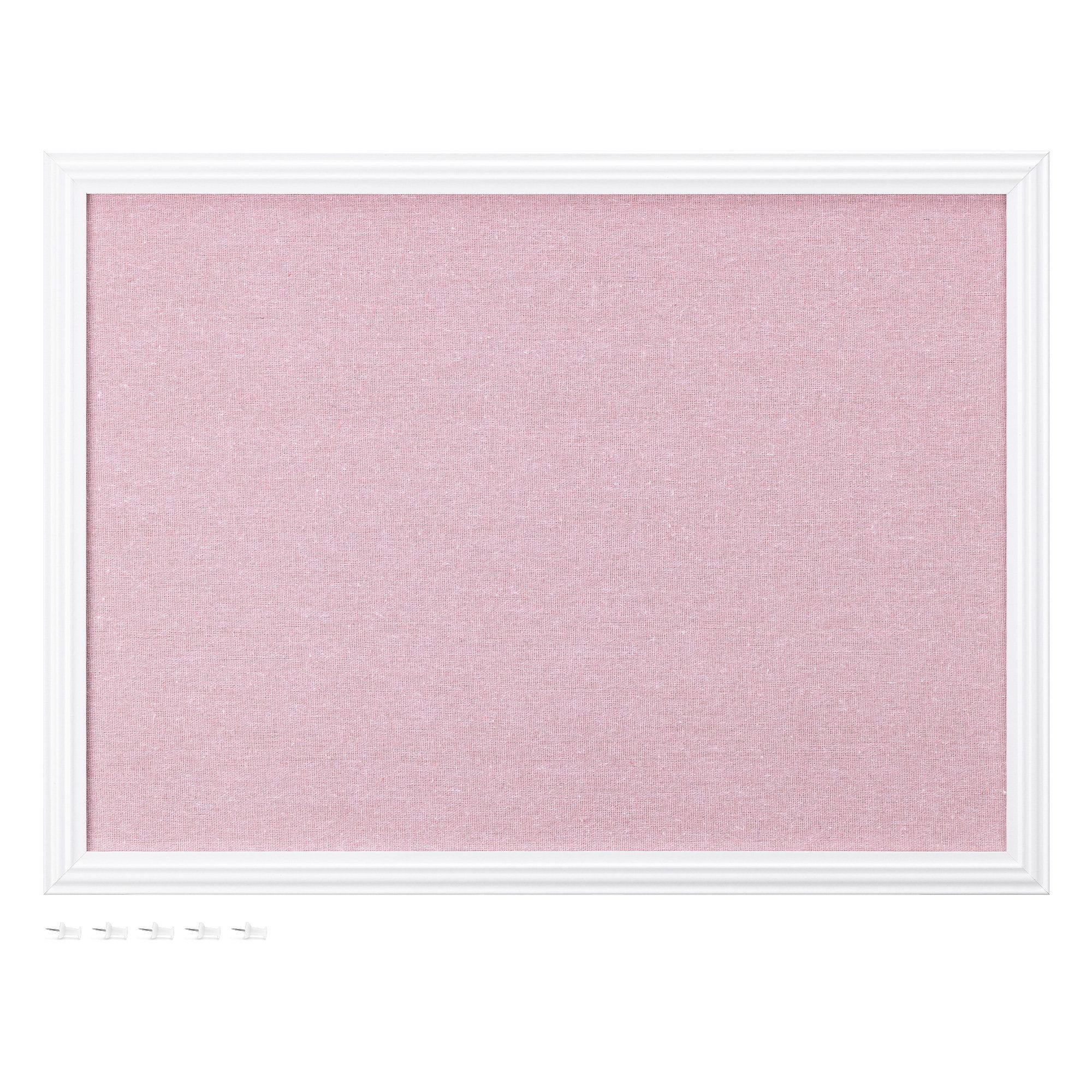 Navaris Pinnwand Memoboard mit Leinenoberfläche - Memoboard 58x43 cm Leinen - Weiß Rosa, (1-tlg)