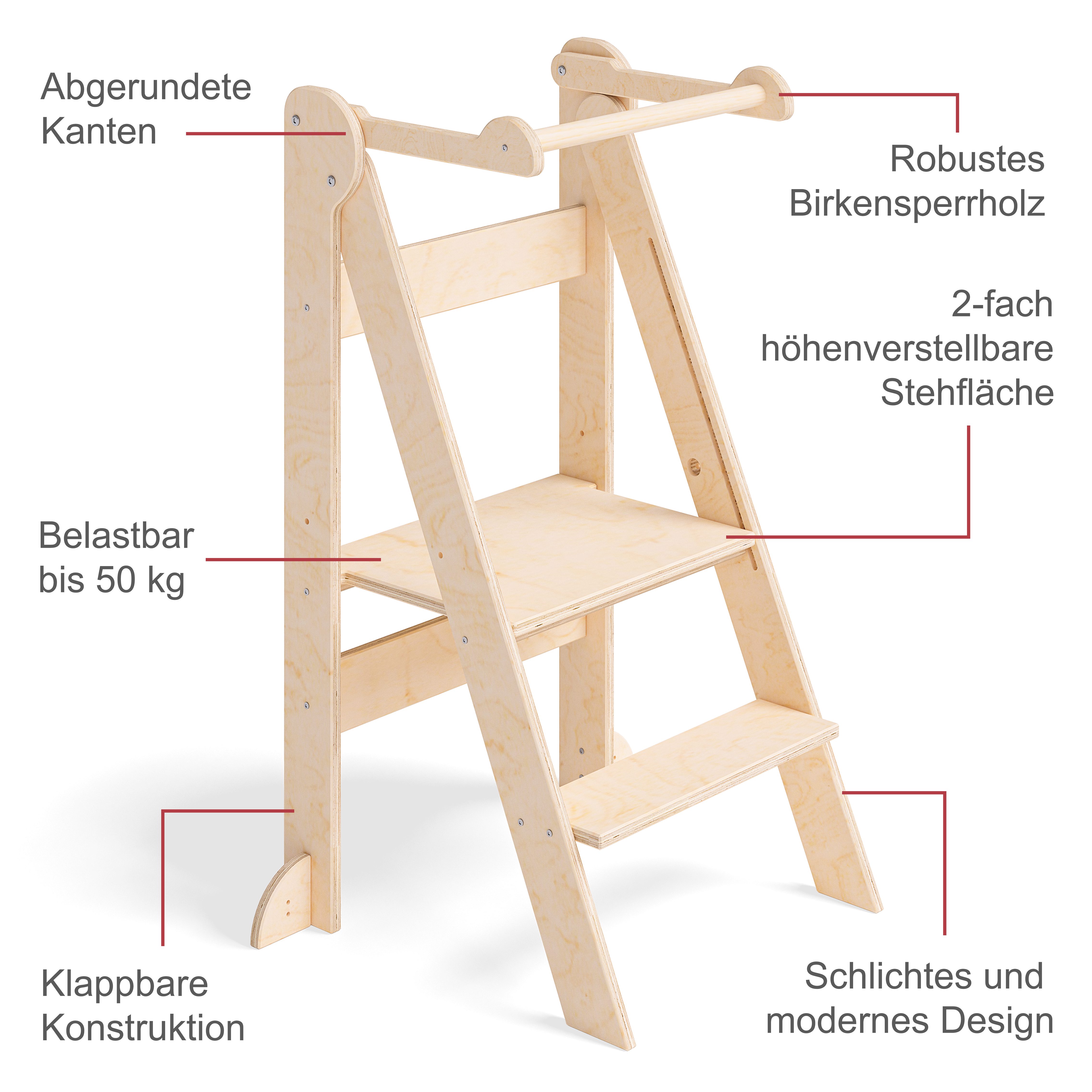 natur 2-fach Tay natur | Stehhilfe natur (Lernturm), Bellabino höhenverstellbar, zusammenklappbar,