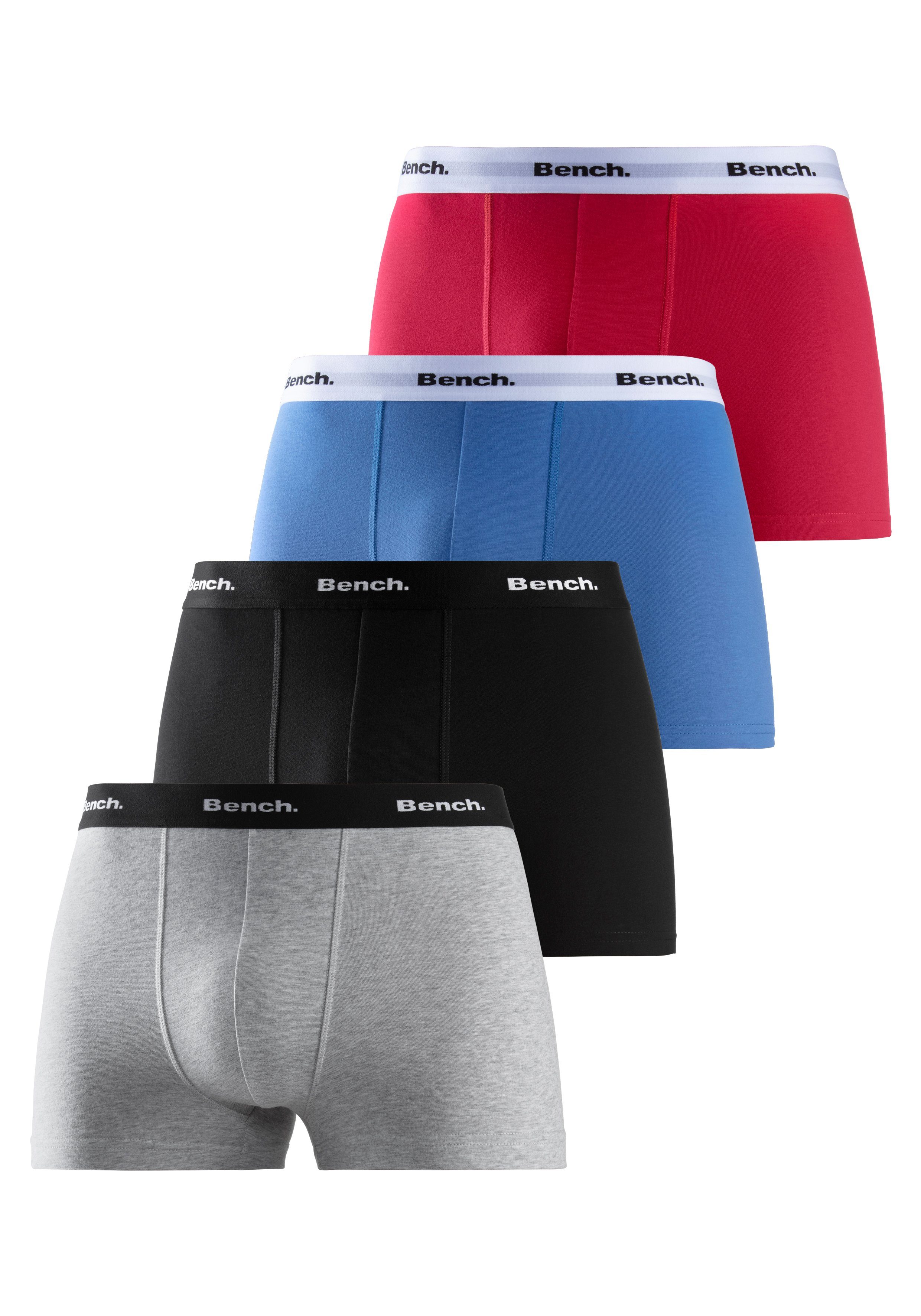 Boxer (Packung, royalblau, grau-meliert, Bund schwarz Bench. mit 4-St) rot, kontrastfarbigem