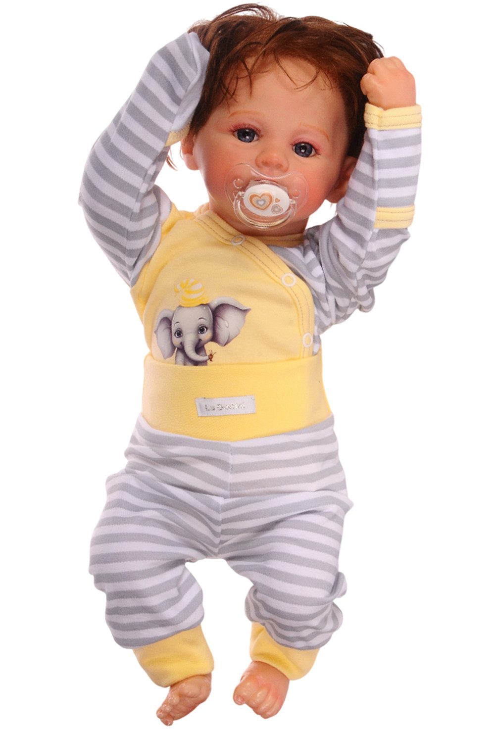 La Bortini Body & Hose Baby Anzug in Gelb Body mit Kratzschutz Hose Mütze Set gestreift (Set, Baby-Junge, Baby-Mädchen, Body Hose und Mütze) aus Baumwolle, gestreift, Erstlingsset, 44 50 56 62 68 74