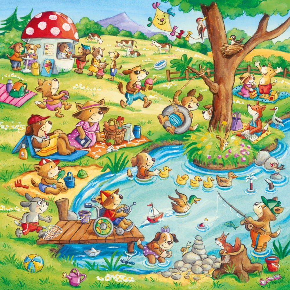 Ravensburger Puzzle 3 x 49 Teile Ravensburger Kinder Puzzle Ferien auf dem Land 05249, 49 Puzzleteile