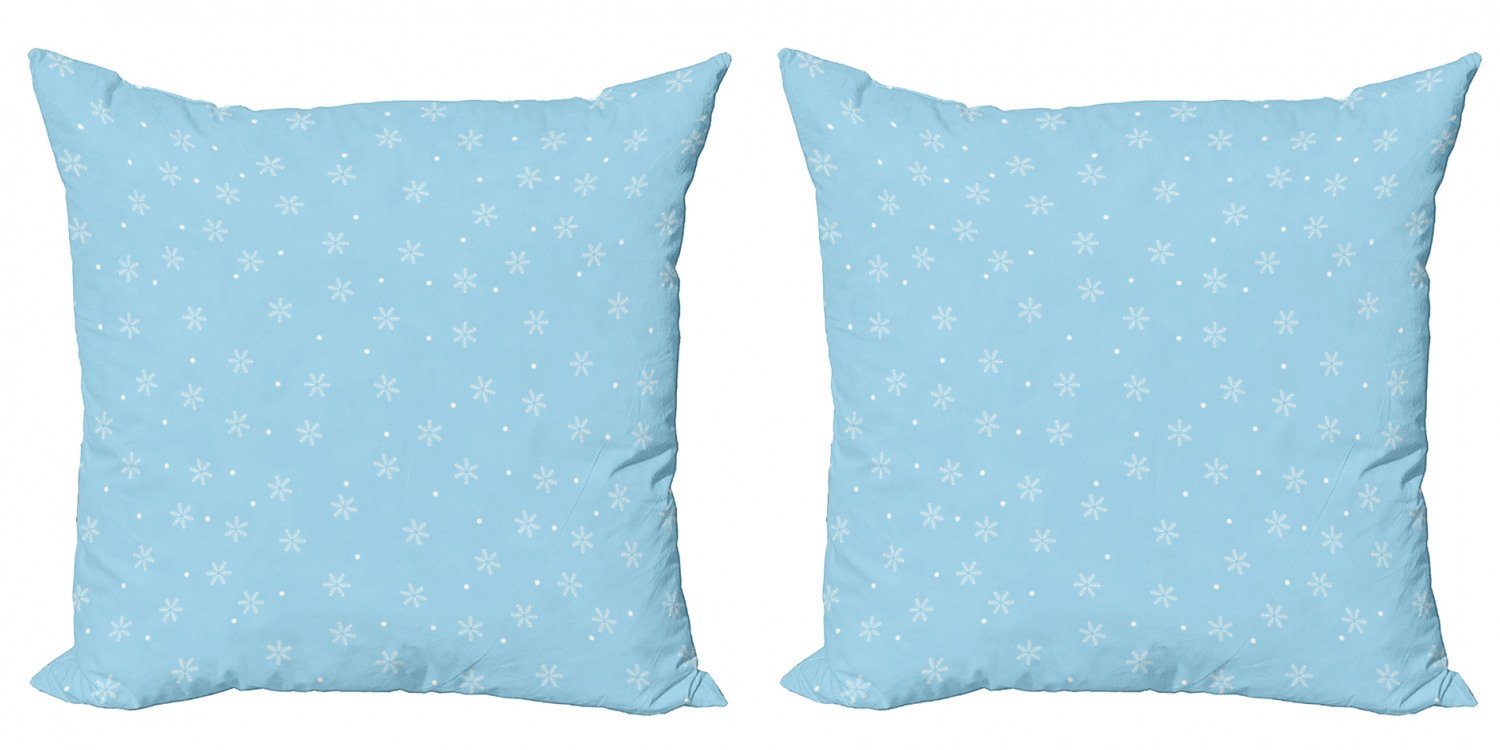 Kissenbezüge Modern Accent Doppelseitiger Digitaldruck, Abakuhaus (2 Stück), Winter Weicher Schneefall auf Blau