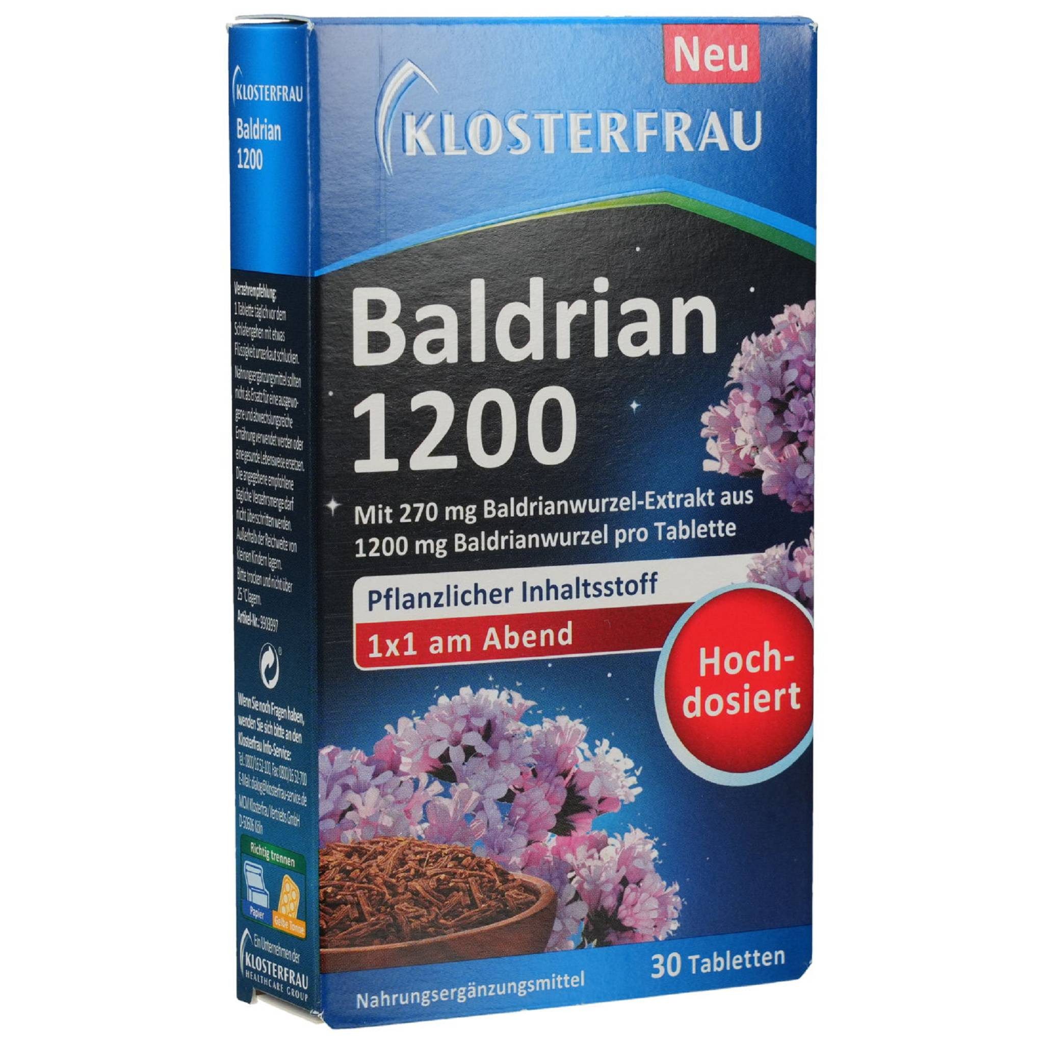 Klosterfrau Baldrian 1200 Tabletten 30St PZN 19276377 Tabletten