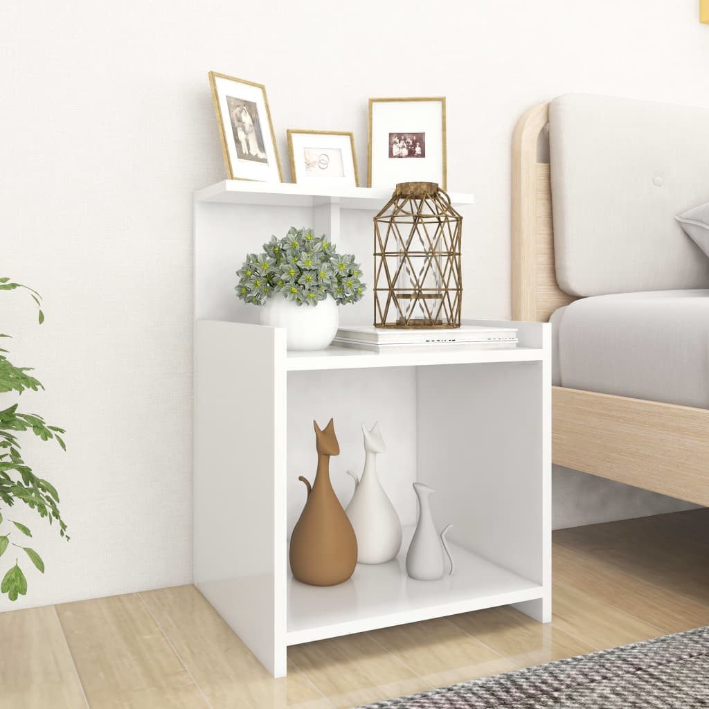 furnicato Nachttisch Weiß 40 x 35 x 60 cm aus Holzwerkstoff (1-St), Beistellschrank mit drei offenen Fächern und viel Stauraum im Zimmer