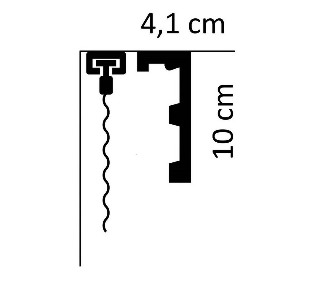 Thumbnail - PROVISTON Stuckleiste Polystyrol, 41 x 100 x 2000 mm, Weiß, Vorhangleiste, Kleben, Polystyrol