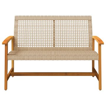 vidaXL Loungesofa Gartenbank Beige 112 cm Poly Rattan und Akazienholz, 1 Teile