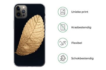 MuchoWow Handyhülle Gold - Blätter - Schwarz - Pflanzen - Luxus - Natur, Handyhülle Apple iPhone 12 Pro Max, Smartphone-Bumper, Print, Handy