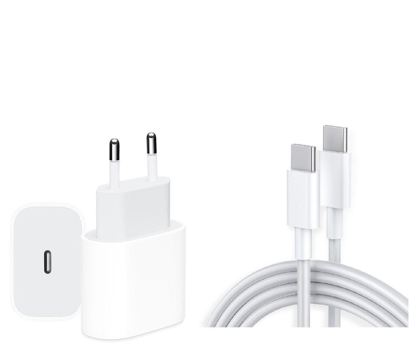 Ventarent Schnellladegerät USB C für iPhone 17+16+15 /Pro /Max / e /Plus & iPad USB-Ladegerät (2,22 mA, Set, 2-tlg., 1 x Adapter 20 Watt + 1x Ladekabel USB-C auf USB-C 2 Meter, Fast Charging)