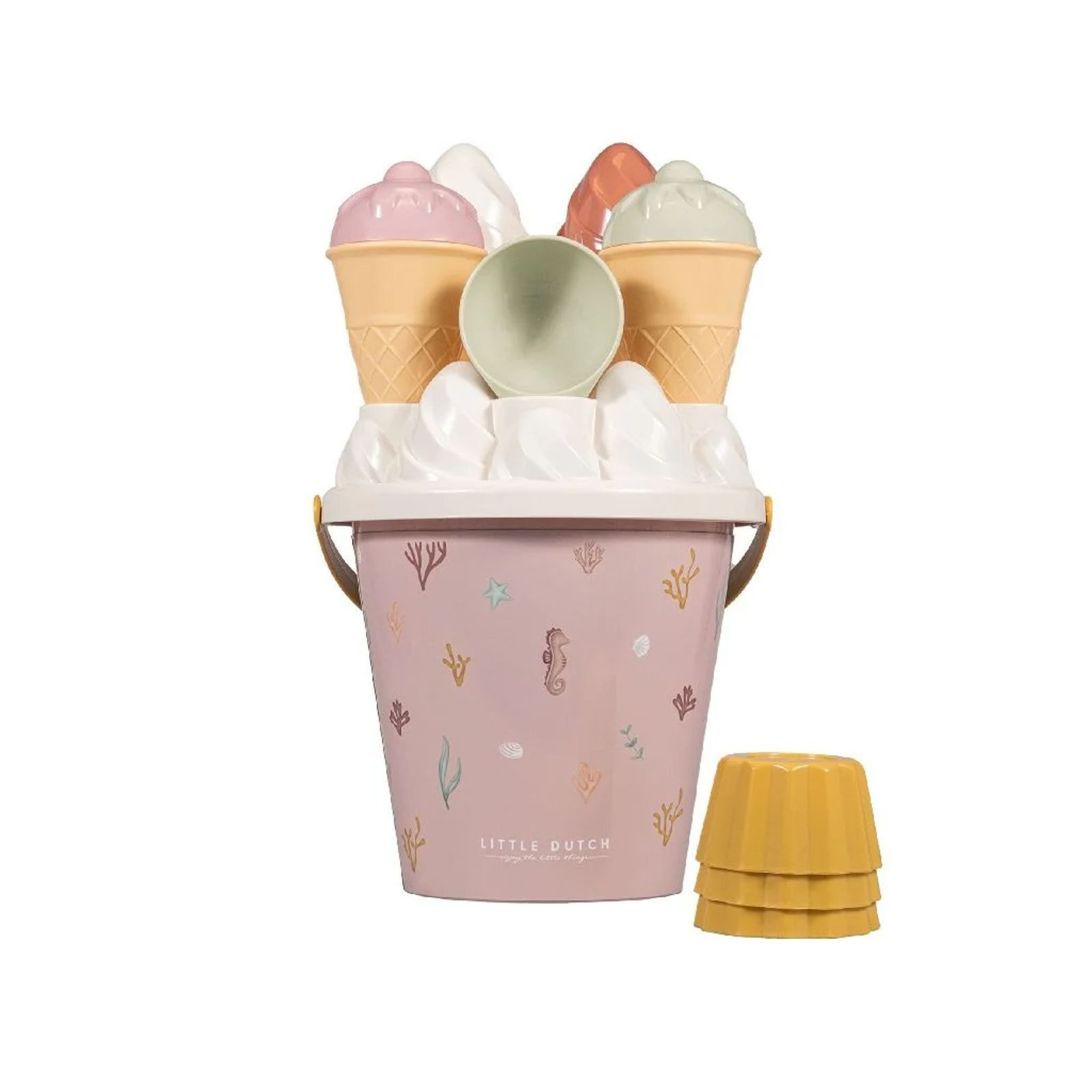 LITTLE DUTCH Sandform-Set Little Dutch 14-teiliges Sandspielzeug Eimer Set Ocean Dreams rosa, (14-tlg)