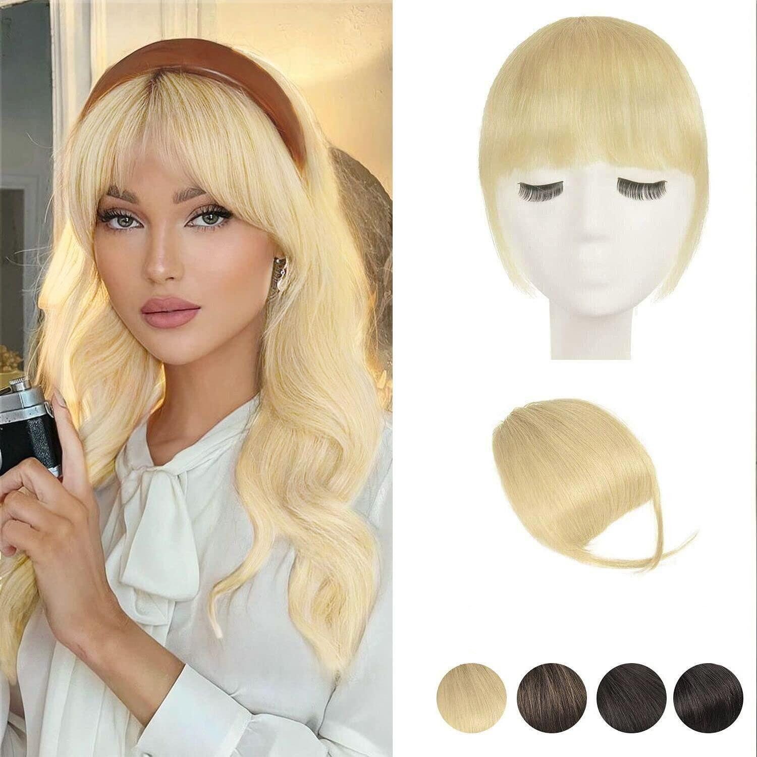 Echthaar-Extension Echthaar Clip-in Pony, Hellblond Fringe Extensions, Haarteile
