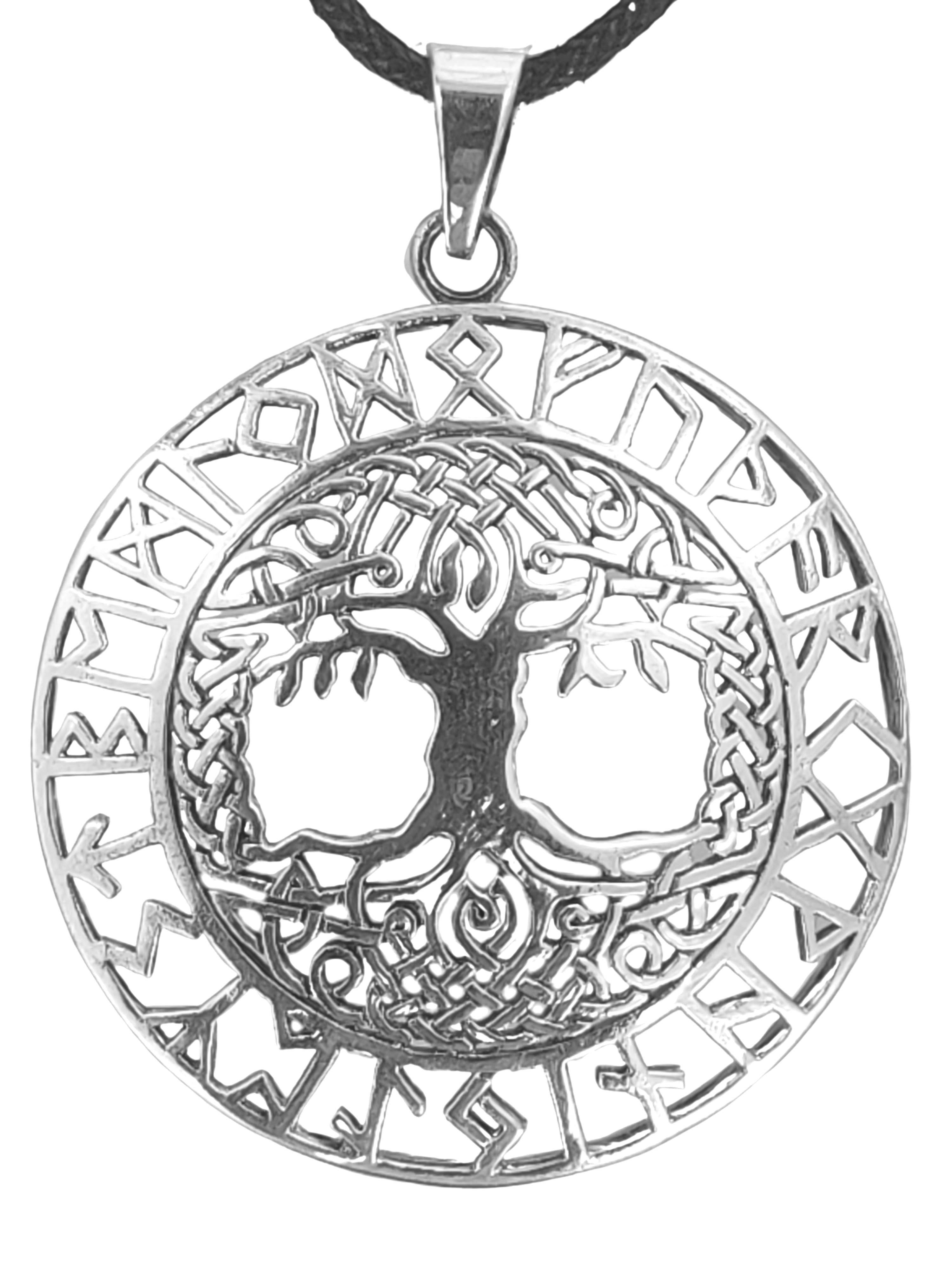 Kettenanhänger Lebensbaum 925 Silber Anhänger Yggdrasil Weltenbaum Runen