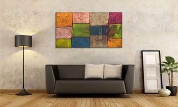 WandbilderXXL Gemälde Colorful Nature 130x70 x 4 cm, Abstraktes Gemälde, handgemaltes Unikat