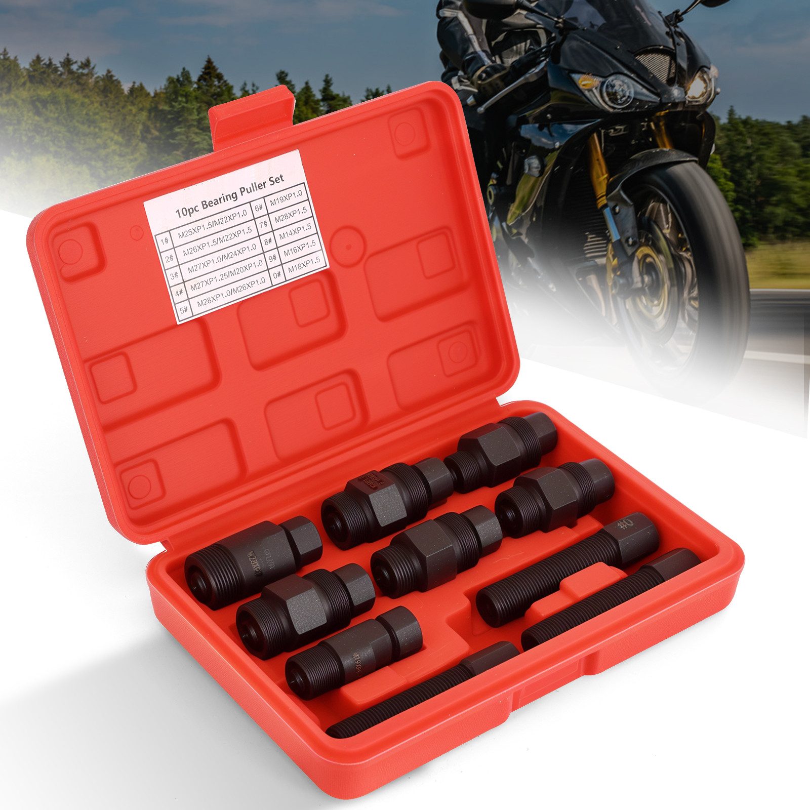 BlingBin Radnabenabzieher 10 Tlg Polradabzieher Set Schwungrad Abzieher Werkzeug für Motorrad, für Roller Motorrad Scooter kompatibel mit Kawasaki Honda Suzuki