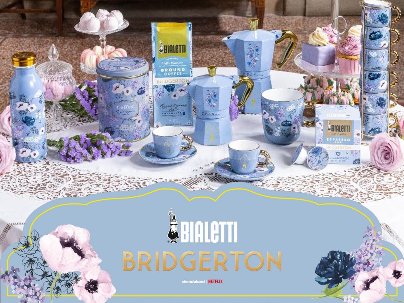 BIALETTI Tasse BIALETTI Espressotasse Mokkatasse Set 6 Tassen mit Ständer Bridgerton, Material: Porzellan, Metall – Bild 5 von 5