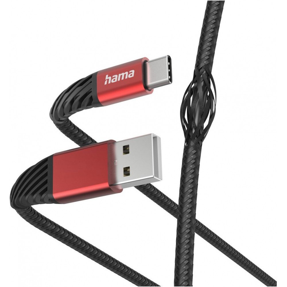 Hama Ladekabel 1,5m USB-A>USB-C rot/schwarz USB-Kabel