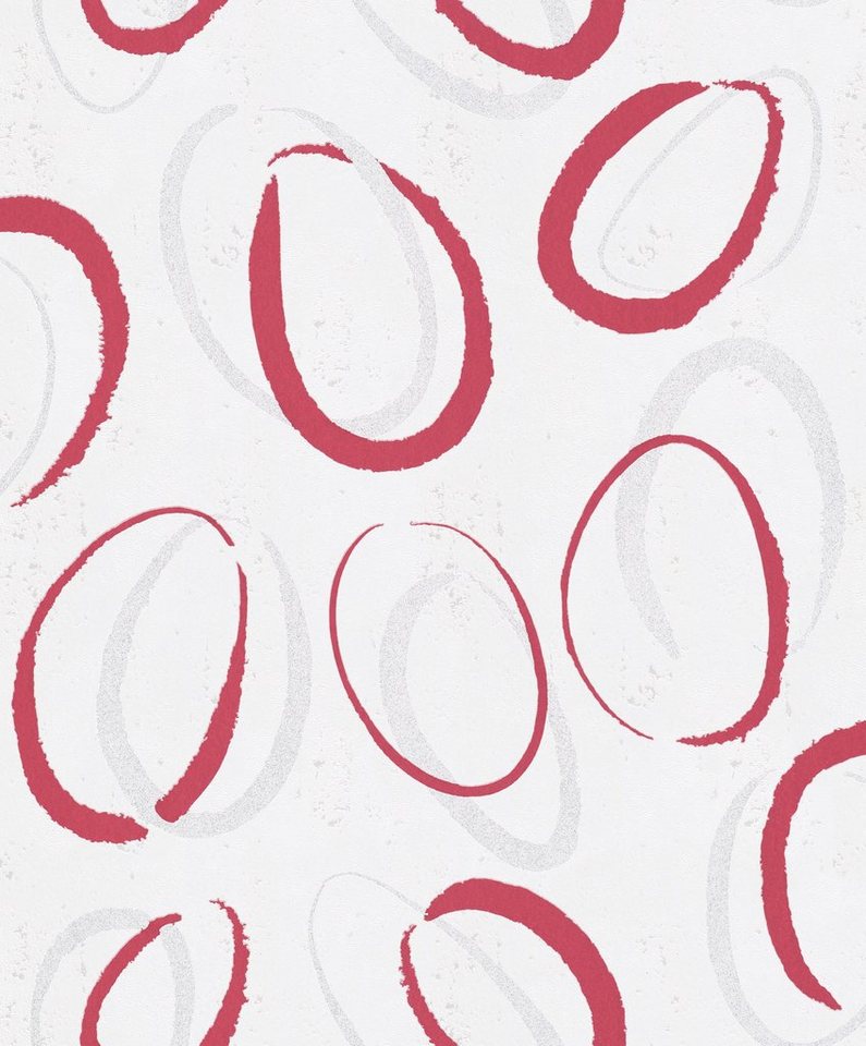 Marburg Vliestapete Rot-Weiß, grafisch, restlos abziehbar