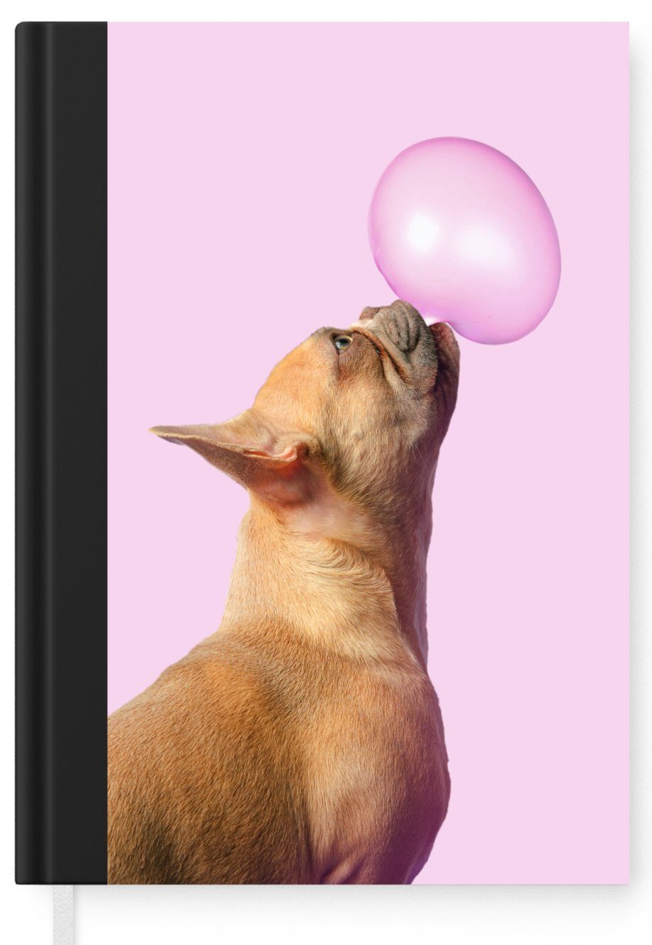 MuchoWow Notizbuch Hund - Tiere - - Haushaltsbuch A5, Seiten, Tagebuch, Kaugummi Merkzettel, Rosa, Notizheft, Journal, 98