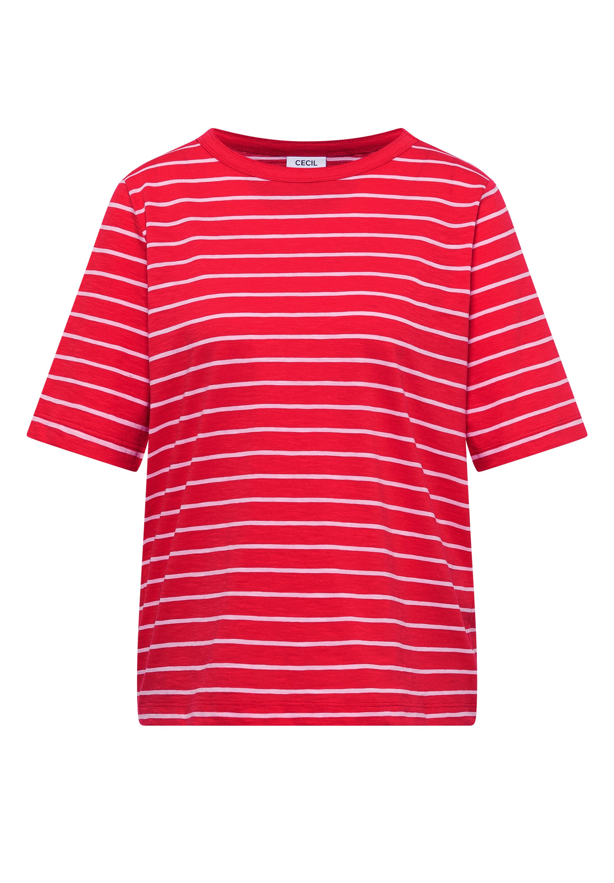 CECIL Rundhalsshirt Sommershirt im Streifen-Look