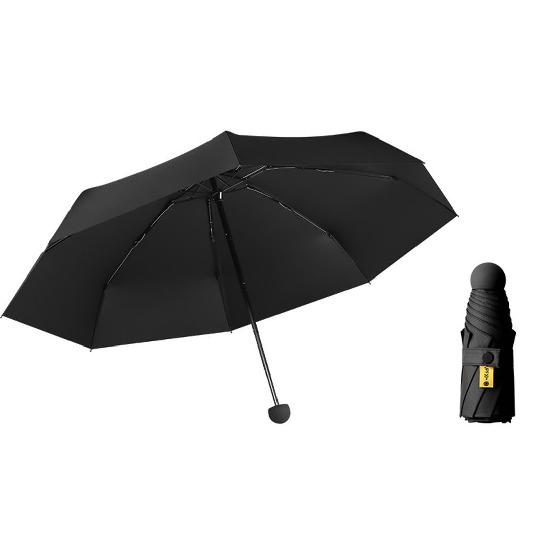 YOOdy~ Taschenregenschirm Taschenschirme damen Mini Regenschirm small manual leicht Sonnenschutz, UV-Schutz für schützt vor Sonne und Regen winzig klein für unterwegs Dunkle Nacht Schwarz