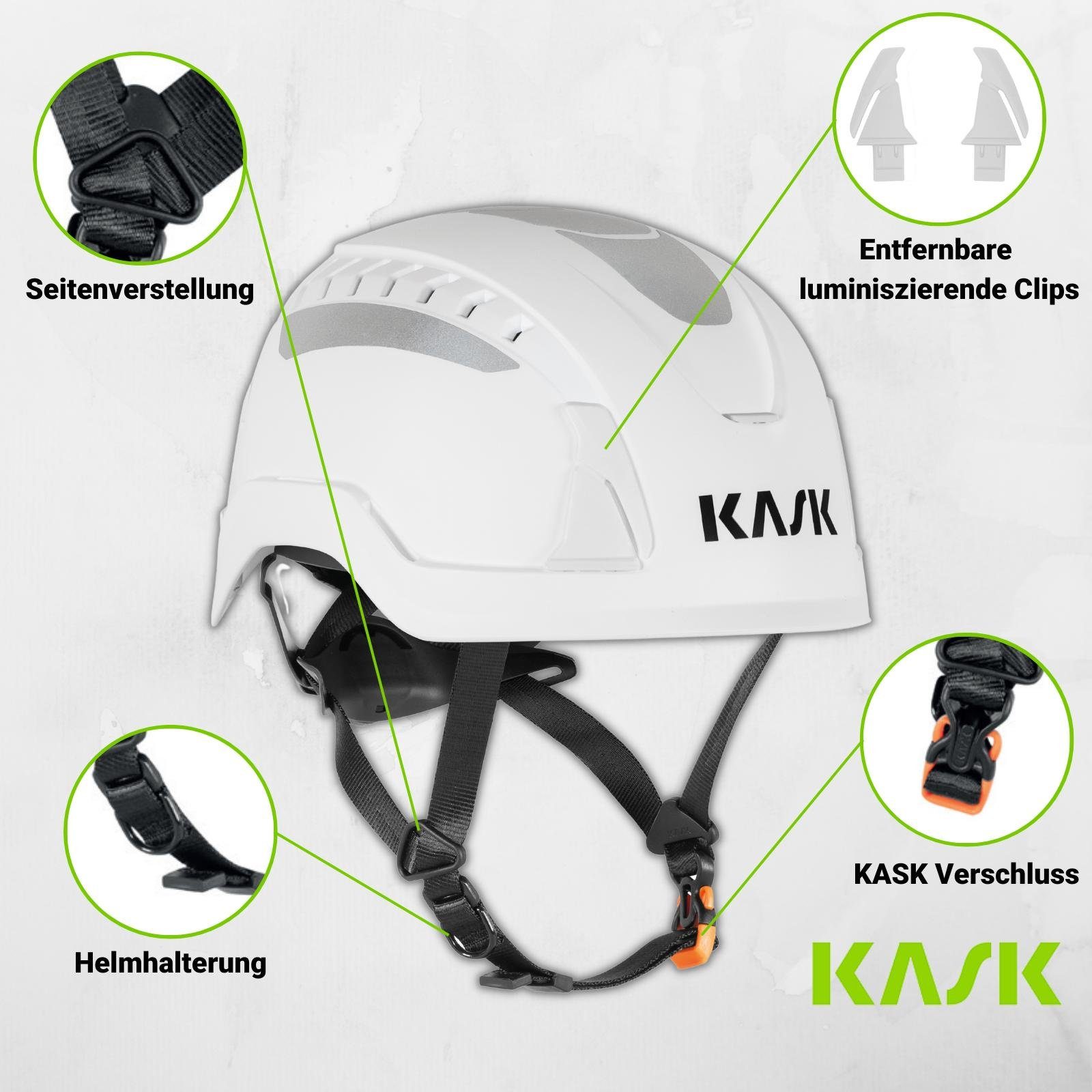 belüftet Kask Bauhelm, weiß Helm, Air Primero Schutzhelm Hi-Viz, Schutzhelm reflektierend,
