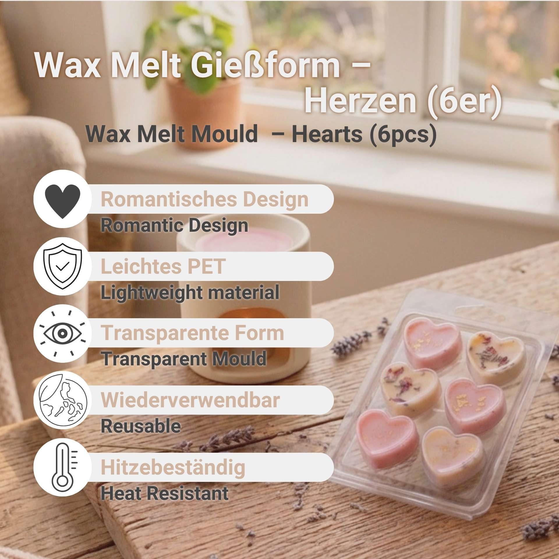 DistrEbution Duftkerze Wax Melt Gießform, transparente PET Gießform