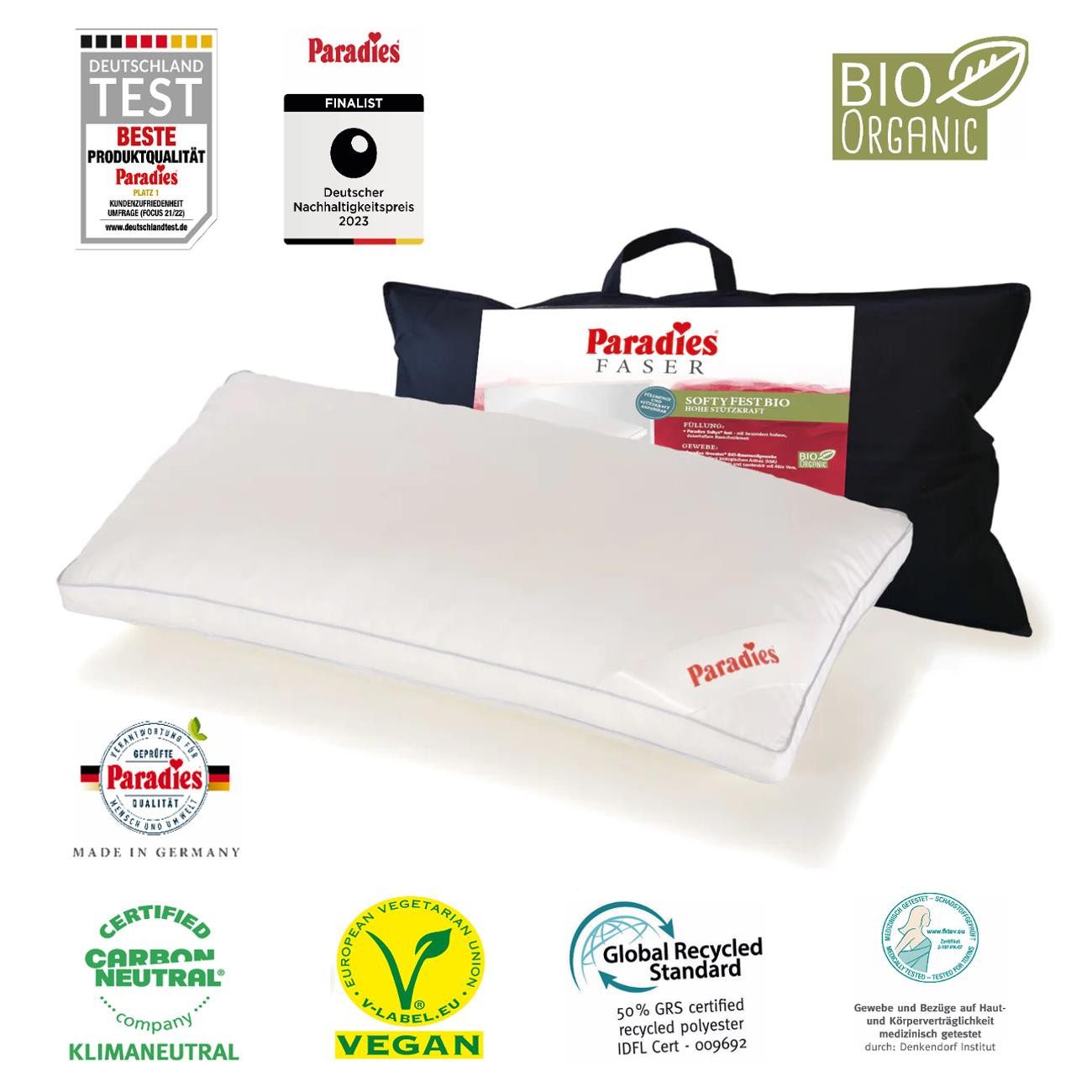 Paradies Kunstfaserkopfkissen Paradies Softy fest Bio Kopfkissen Kissen Fas günstig online kaufen