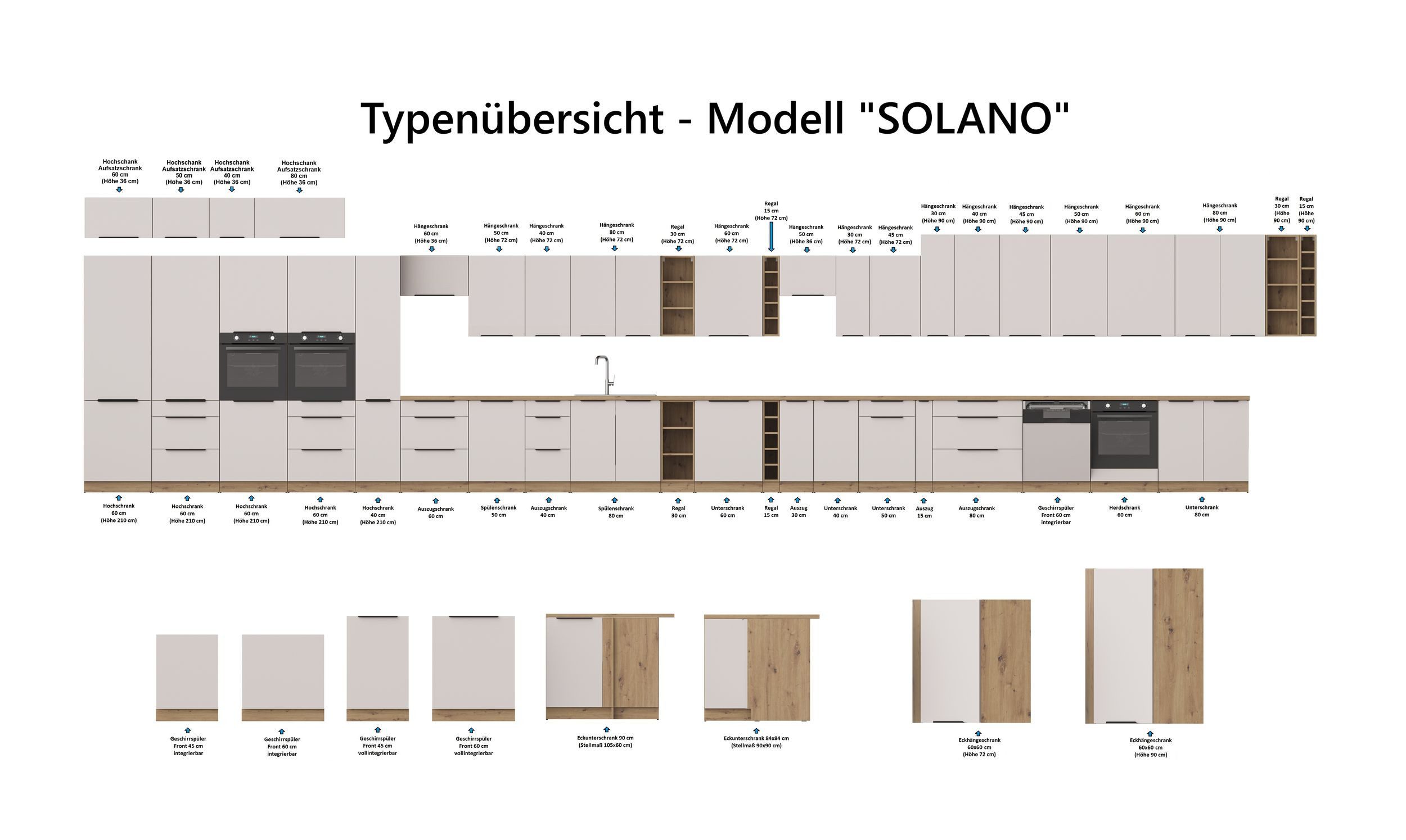 Küchen-Preisbombe Herdumbauschrank 60 cm Küche SOLANO Kaschmir beige Küchenzeile Küchenblock Einbauküche – Bild 3 von 3