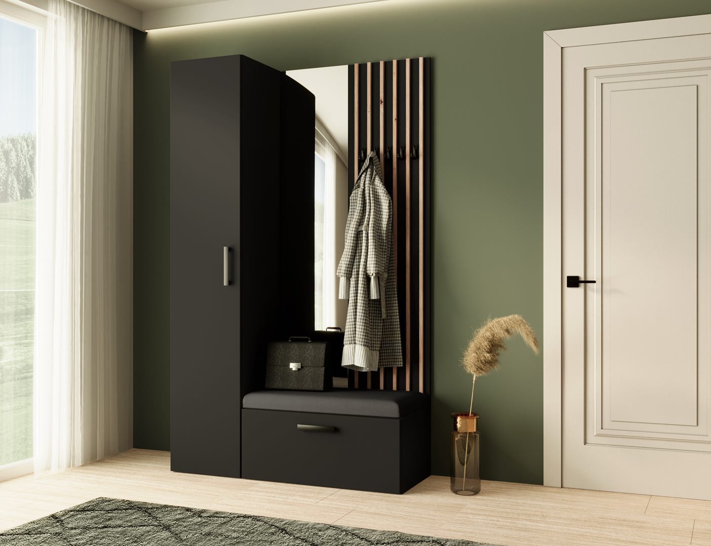 Beautysofa Garderobenschrank mit großem Spiegel und Kleiderstange MARGARET günstig online kaufen