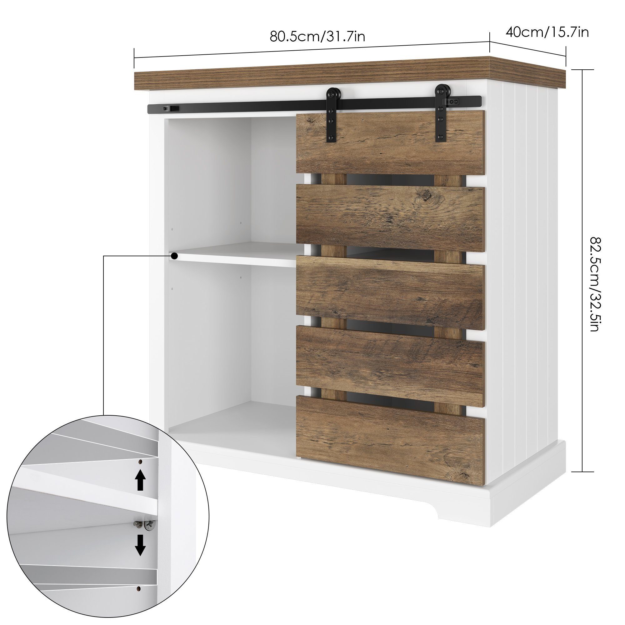 HOMECHO Buffet Sideboard Küchenschrank mit Schiebetür Anrichte rustikales günstig online kaufen