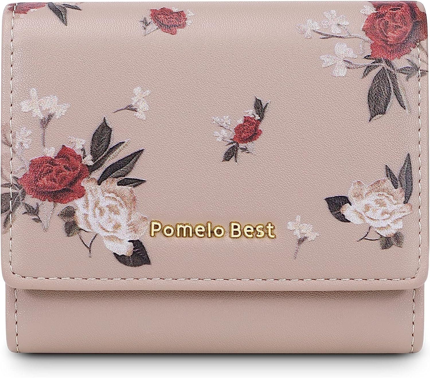 Pomelo Best Geldbörse Damen Geldbeutel Geld Beutel Portemonnaie Portmonee Weich Leder Kurz (Frauen Handtasche Ledergeldbörse Brieftasche mit 6 Kartenfächer, Slim Wallet, Kreditkartenetui, Kartenetui, Kartenhalter), NFC RFID-Schutz mit Münzfach 9,2 x 12 x 3,3 cm Khaki