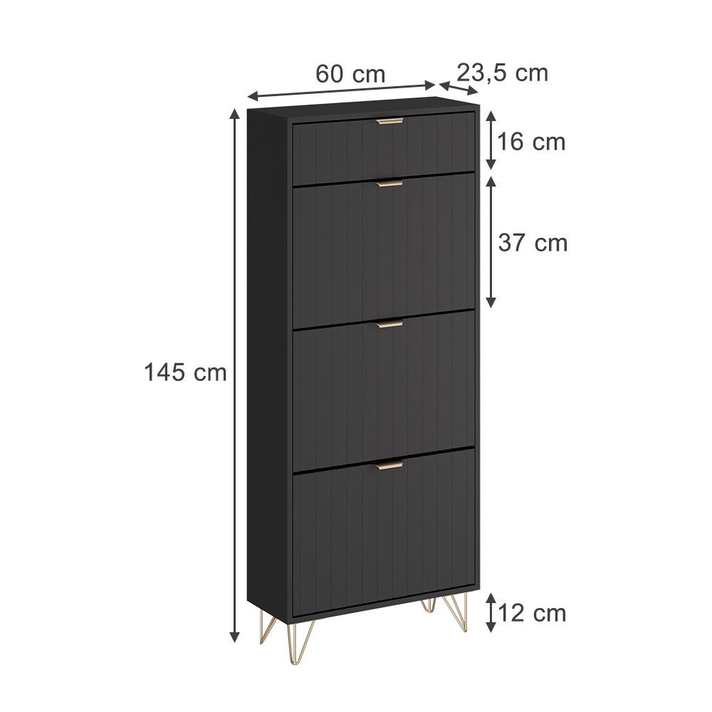 Vicco Schuhschrank Helge, Schwarz, 60 x günstig online kaufen